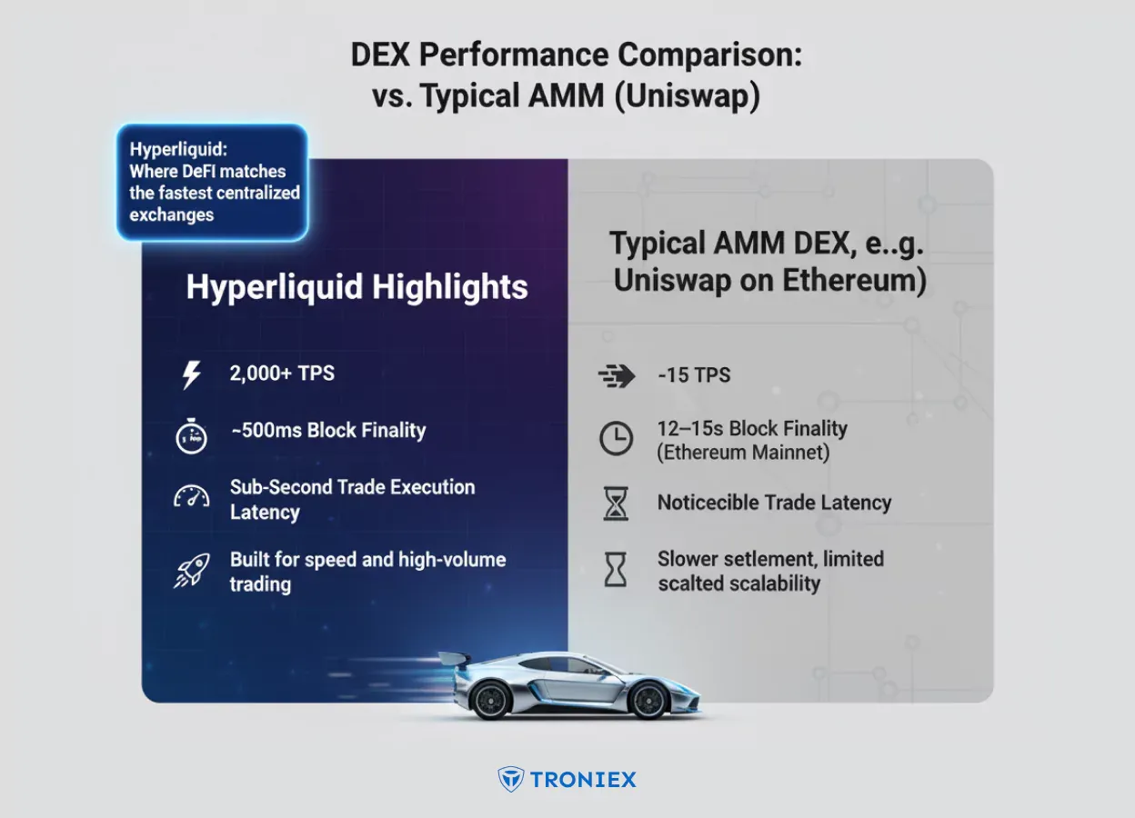 dex performance comparision with amm