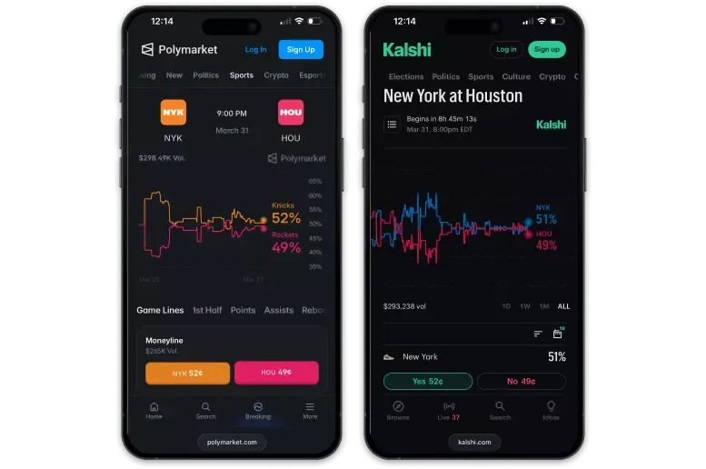 Kalshi vs Polymarket mobile app comparison 2026